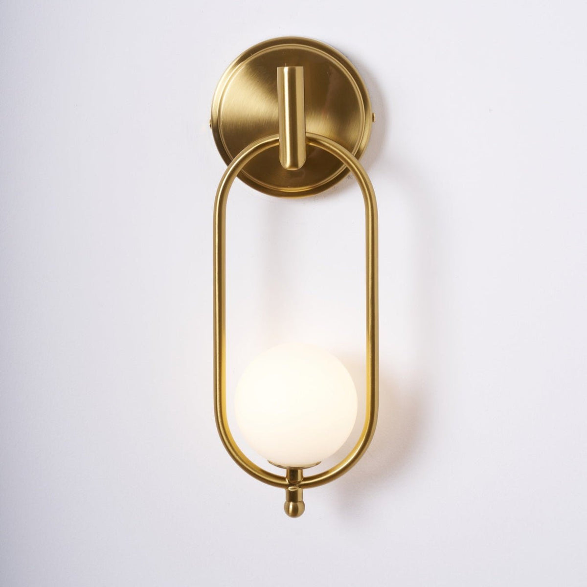 Aurea Brass Wall Sconce – Modern Minimalist Oval Glass Wall Light