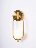 Aurea Brass Wall Sconce – Modern Minimalist Oval Glass Wall Light