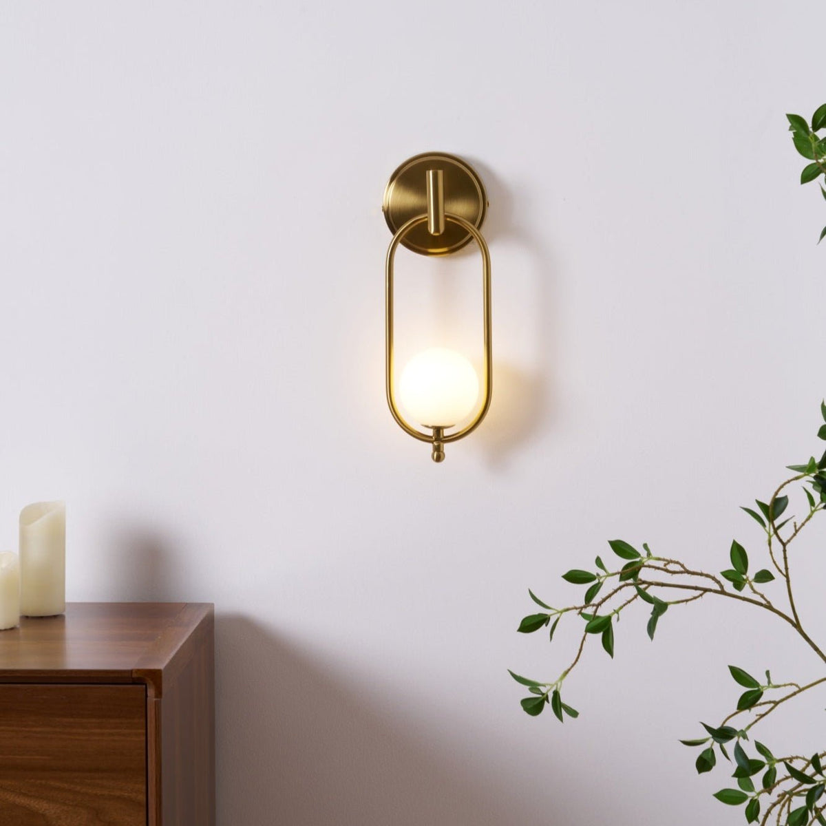 Aurea Brass Wall Sconce – Modern Minimalist Oval Glass Wall Light