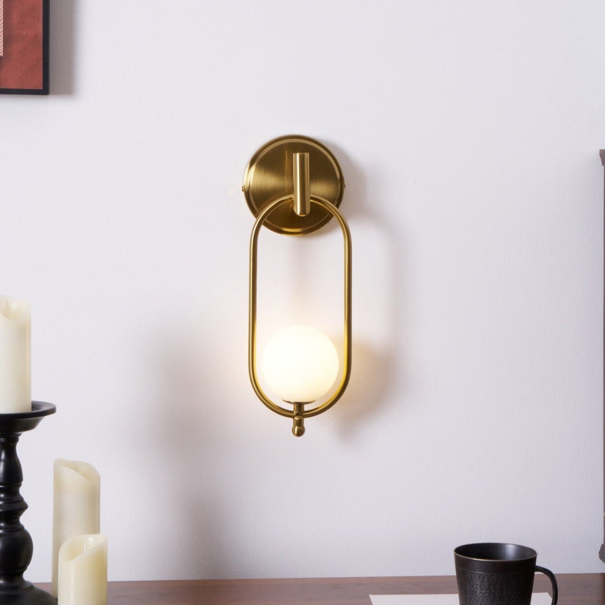 Aurea Brass Wall Sconce – Modern Minimalist Oval Glass Wall Light