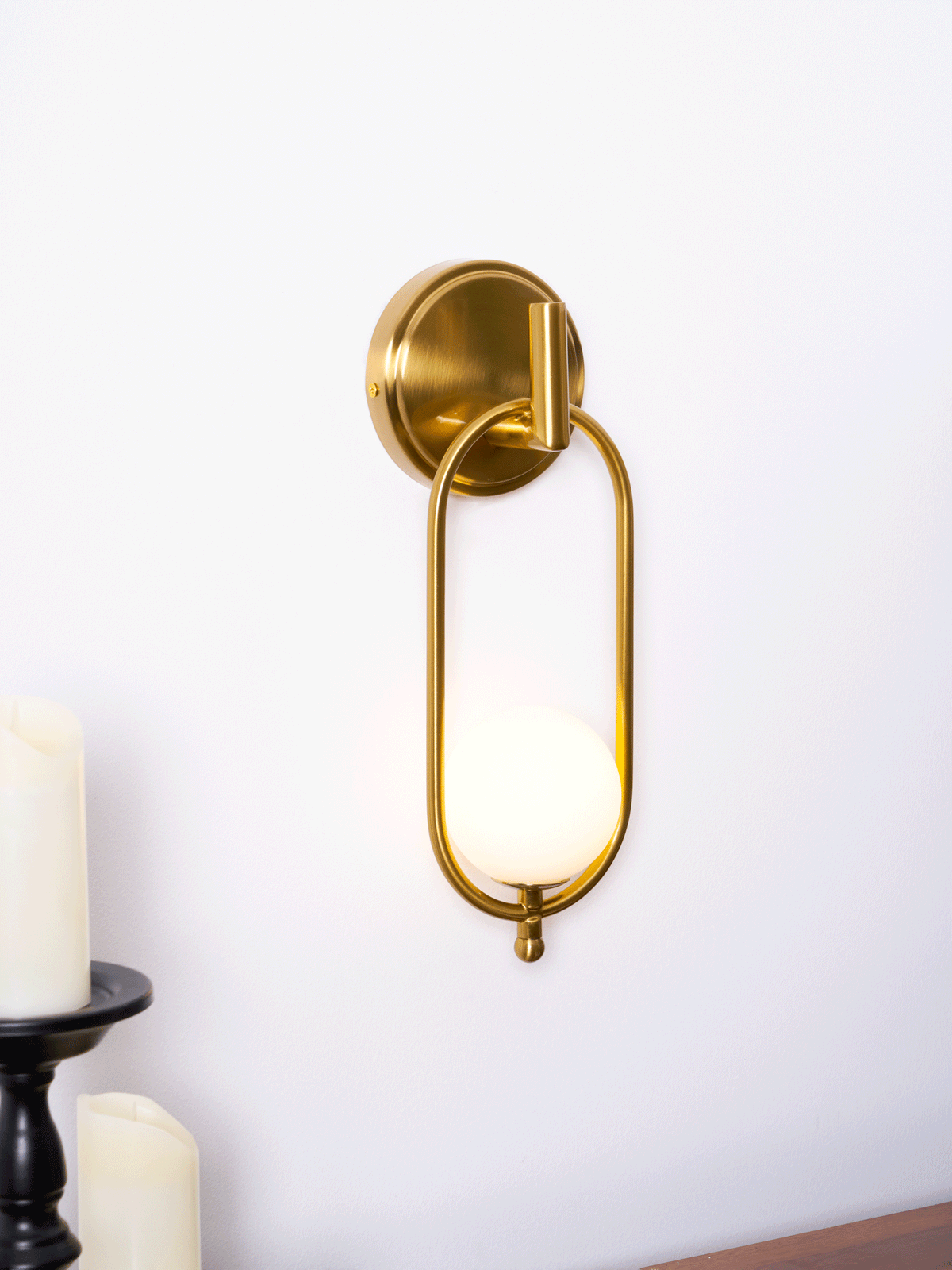 Aurea Brass Wall Sconce – Modern Minimalist Oval Glass Wall Light