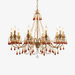 Aureate Amber Crystal Chandelier – Gold Brass Pendant Light for Dining Room