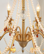Aureate Amber Crystal Chandelier – Gold Brass Pendant Light for Dining Room