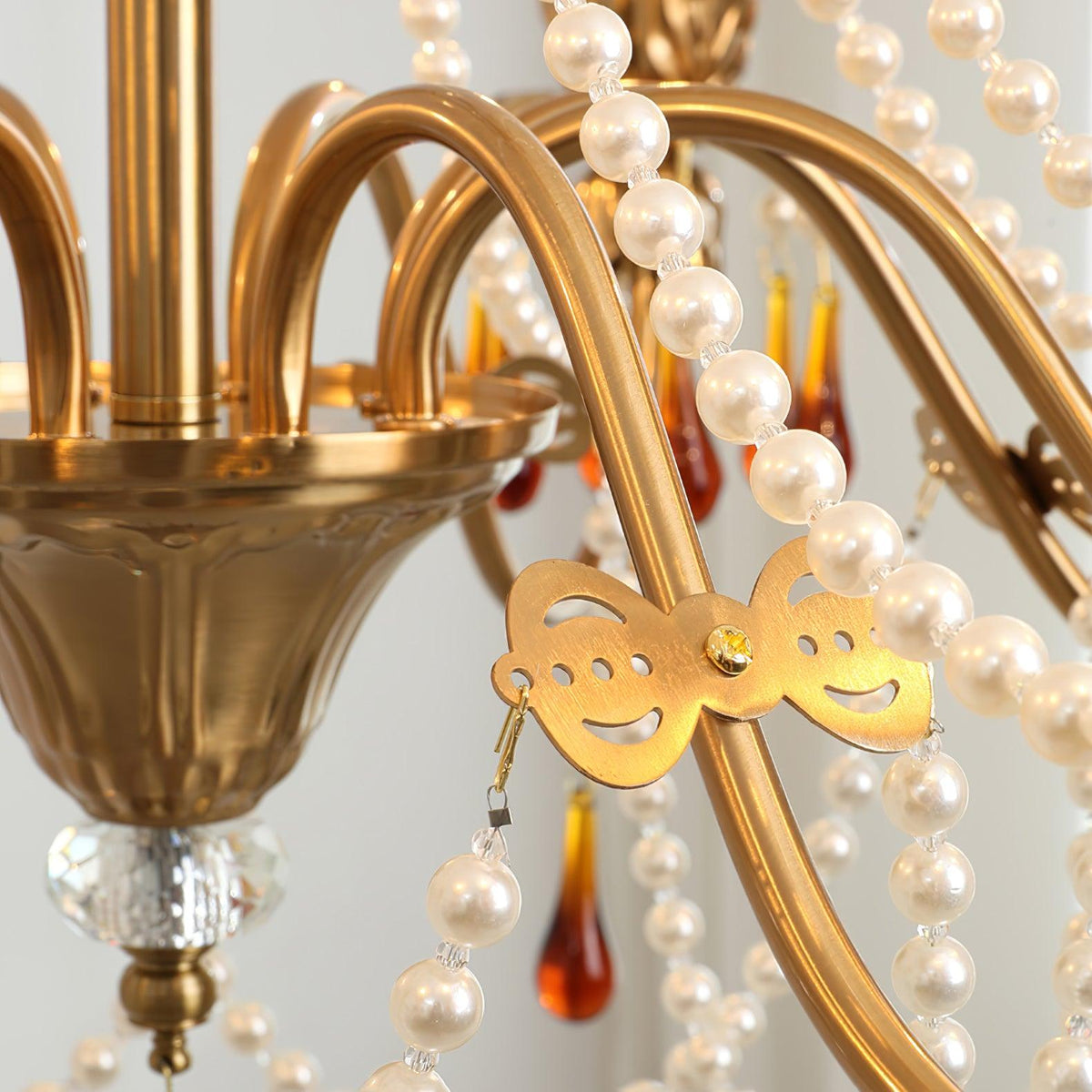 Aureate Amber Crystal Chandelier – Gold Brass Pendant Light for Dining Room