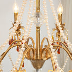 Aureate Amber Crystal Chandelier – Gold Brass Pendant Light for Dining Room