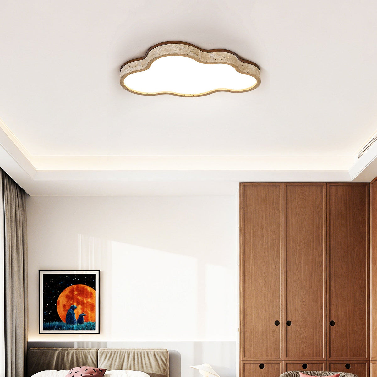 Aurelia Cloud Ceiling Light in Yellow Travertine | Modern Flush Mount LED