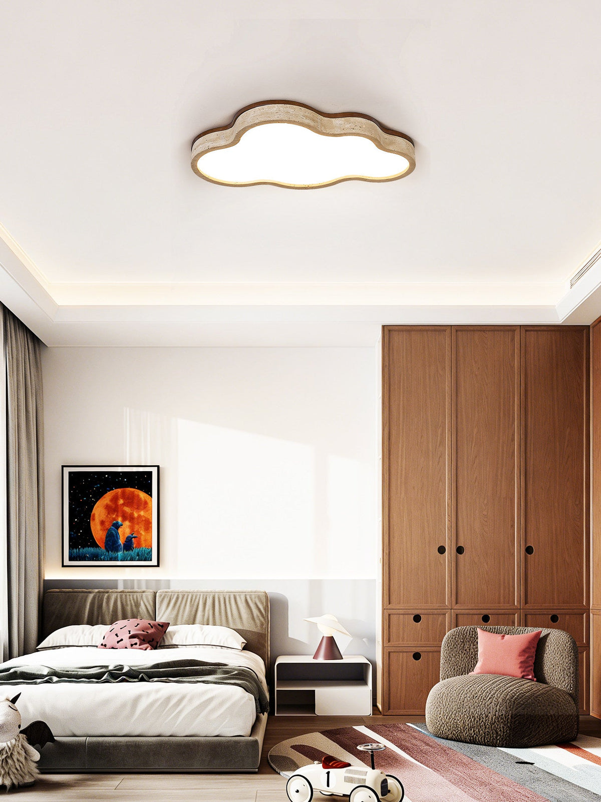 Aurelia Cloud Ceiling Light in Yellow Travertine | Modern Flush Mount LED