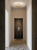 Aurelia Glass Petal Flush Mount Ceiling Light in Chrome