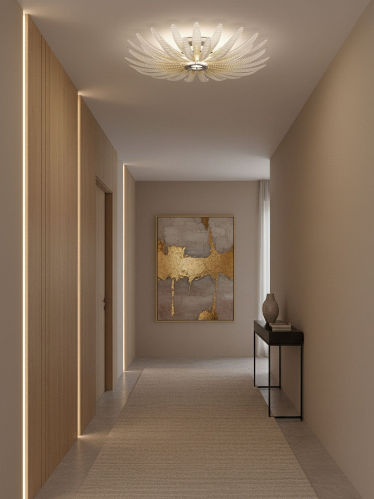 Aurelia Glass Petal Flush Mount Ceiling Light in Chrome