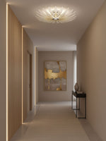 Aurelia Glass Petal Flush Mount Ceiling Light in Chrome