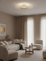 Aurelia Glass Petal Flush Mount Ceiling Light in Chrome