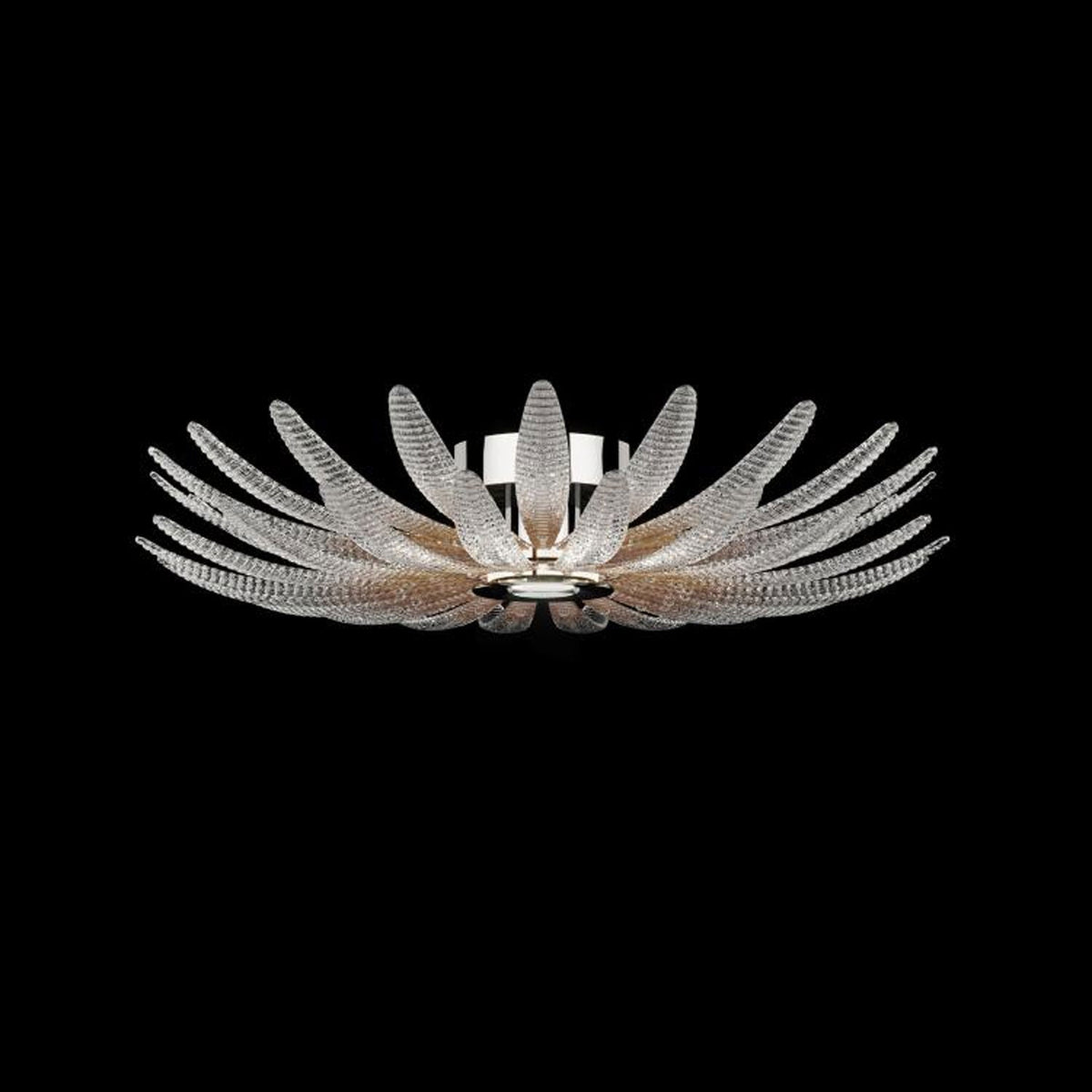 Aurelia Glass Petal Flush Mount Ceiling Light in Chrome