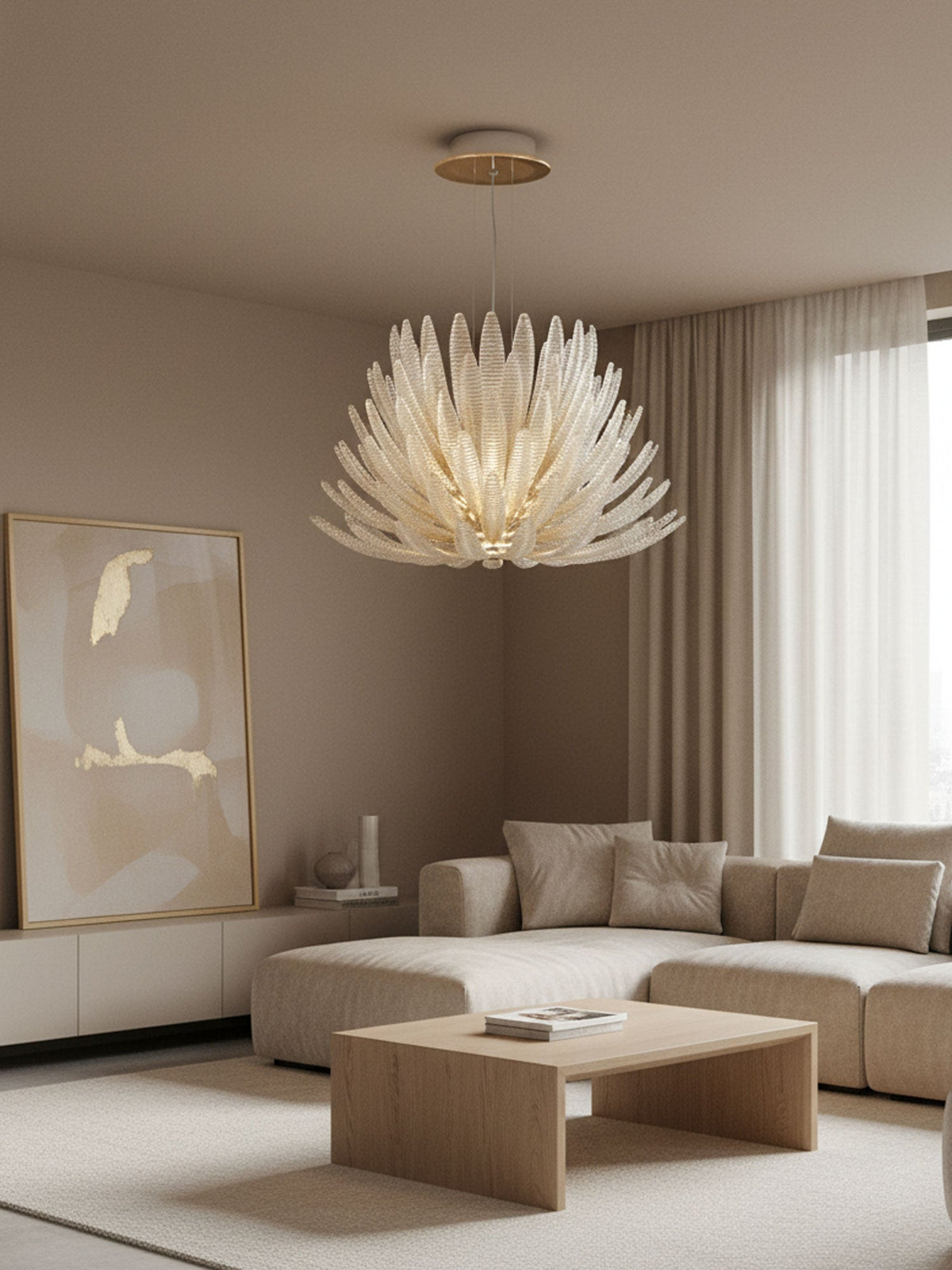 Aurelia Glass Petal Chandelier – Modern Designer Ceiling Light