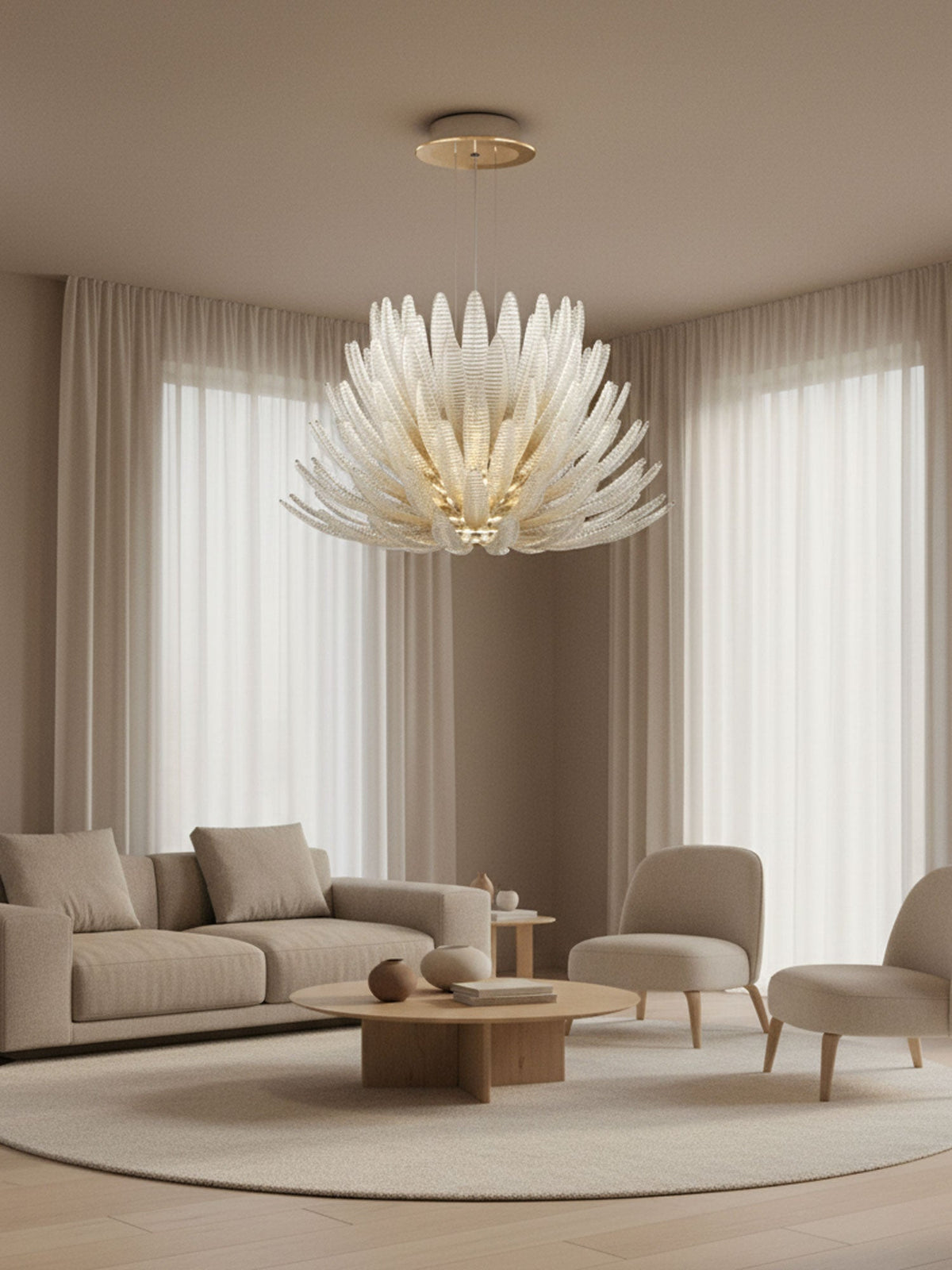 Aurelia Glass Petal Chandelier – Modern Designer Ceiling Light