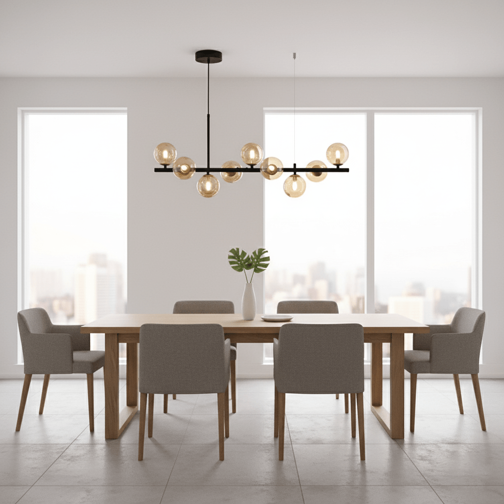 Aurelia Globe Chandelier – Modern Glass & Gold Pendant Light for Dining Room