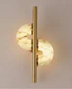 Aurelia Alabaster Wall Sconce in Brushed Gold, Dual Disc LED Light