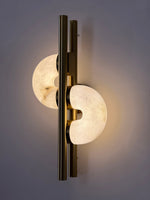 Aurelia Alabaster Wall Sconce in Brushed Gold, Dual Disc LED Light