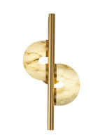 Aurelia Alabaster Wall Sconce in Brushed Gold, Dual Disc LED Light
