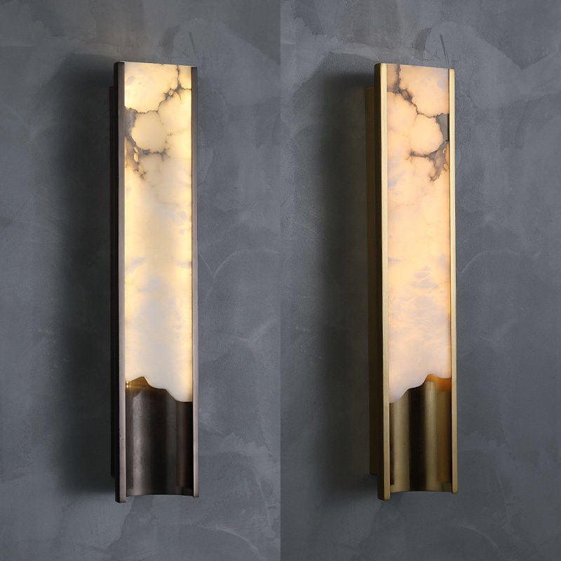 Aurelia Vein Alabaster Wall Sconce in Brass Frame