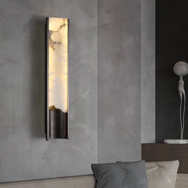 Aurelia Vein Alabaster Wall Sconce in Brass Frame