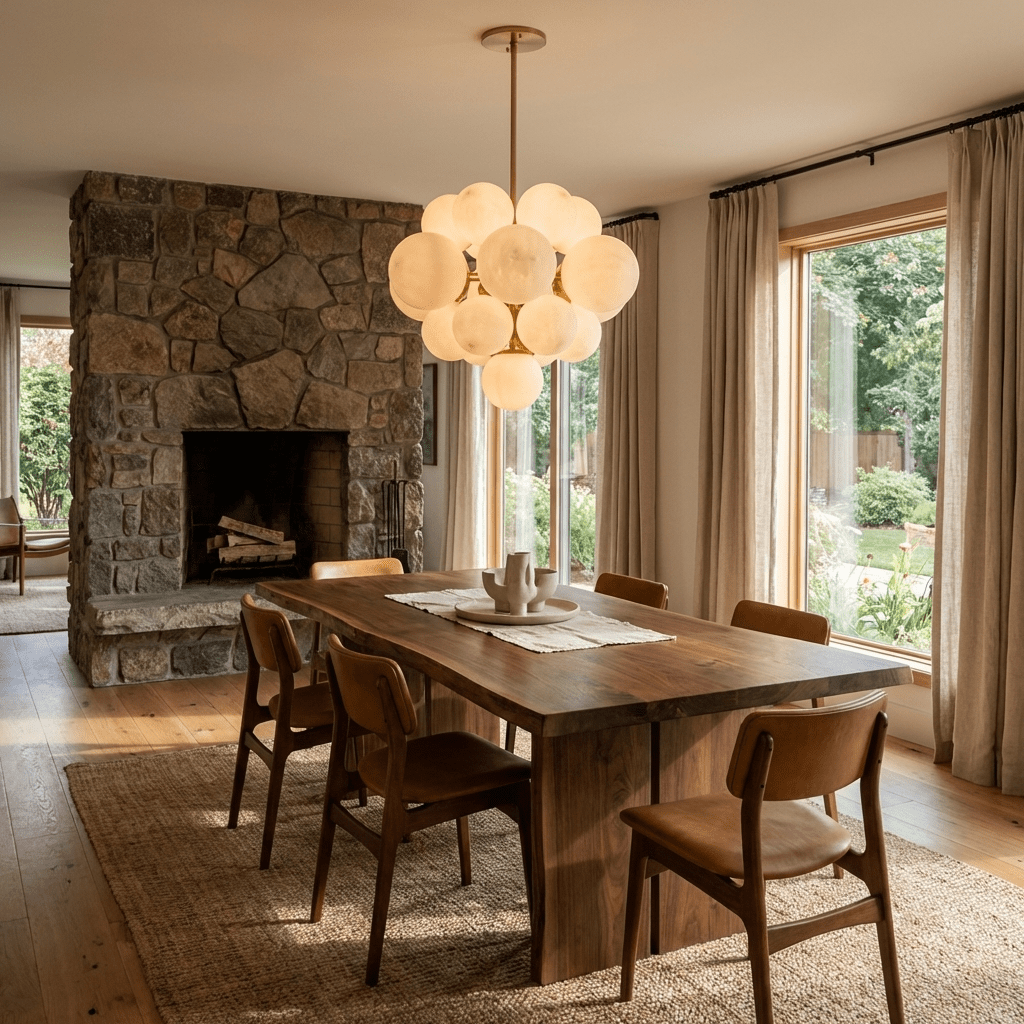 Aurelia Alabaster Cluster Chandelier in Brushed Brass