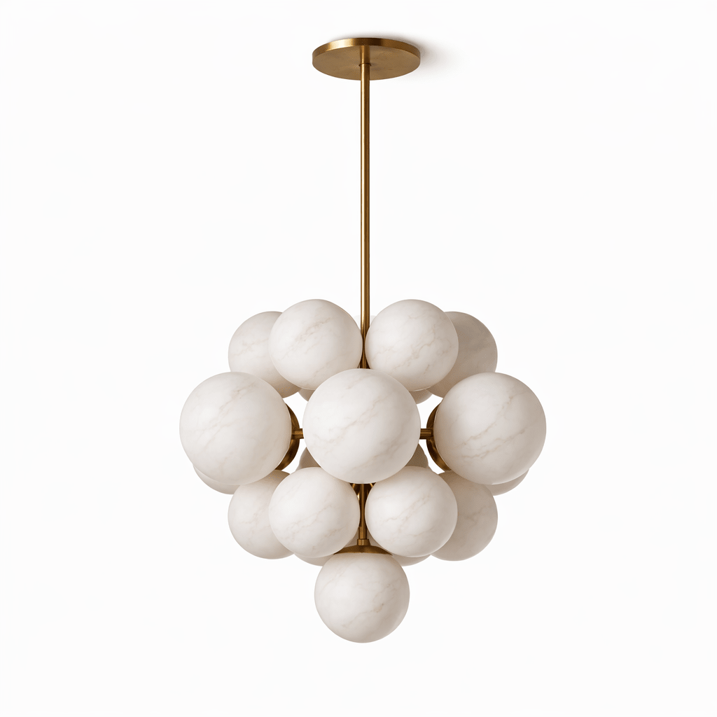 Aurelia Alabaster Cluster Chandelier in Brushed Brass