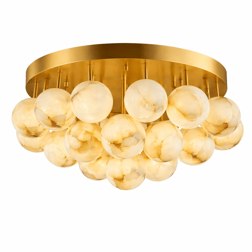 Aurelia Alabaster Globe Ceiling Light – Brushed Gold Semi Flush Mount