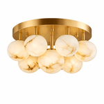 Aurelia Alabaster Globe Ceiling Light – Brushed Gold Semi Flush Mount
