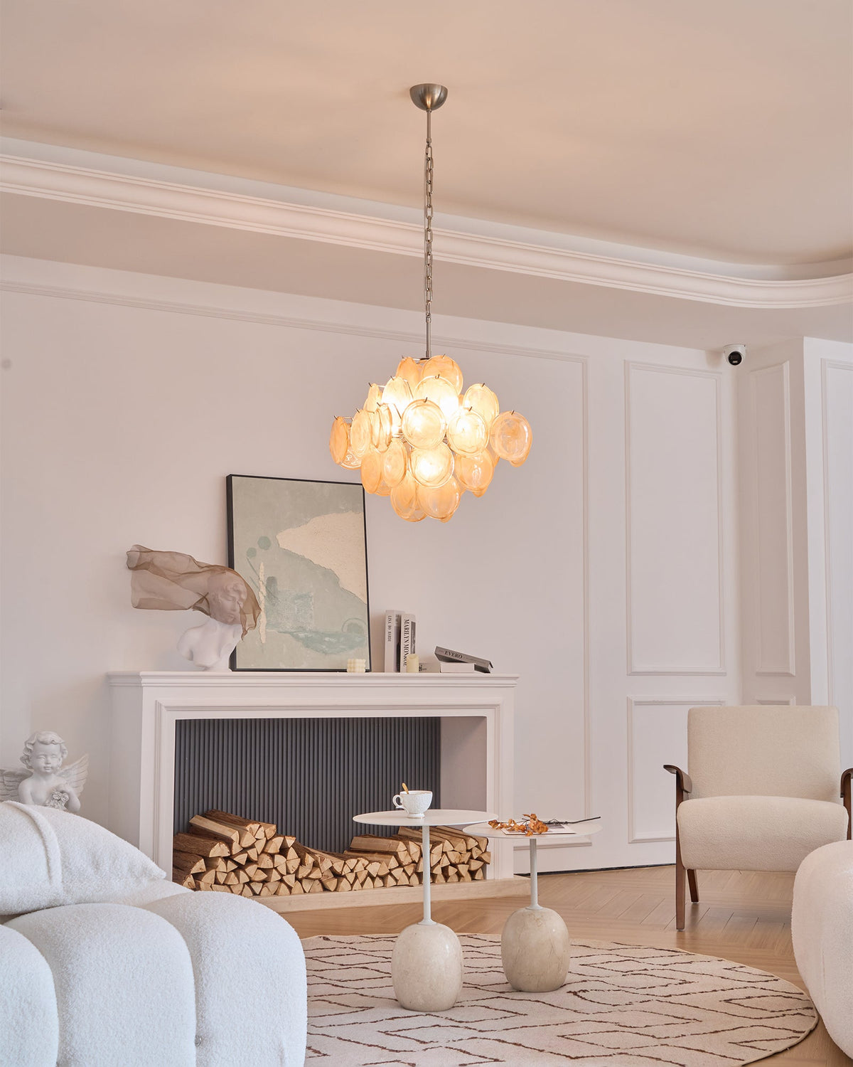 Aurelia Apricot Glass Chandelier – Modern Murano-Inspired Pendant Light
