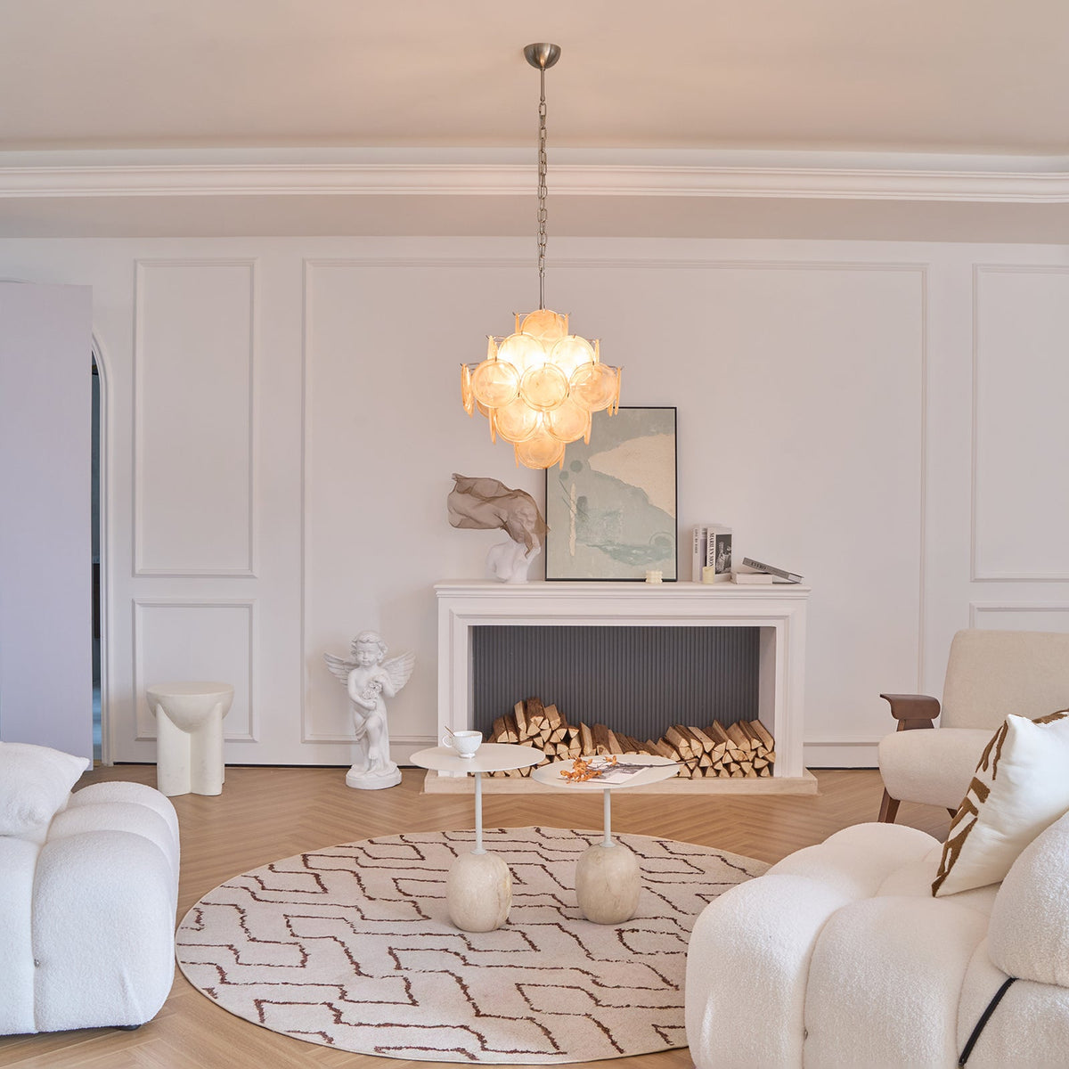 Aurelia Apricot Glass Chandelier – Modern Murano-Inspired Pendant Light