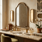 Aurelia Arch Alabaster Wall Sconce in Brushed Brass