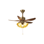 Aurelia Blossom Ceiling Fan Light with Wood Blades and Glass Shades