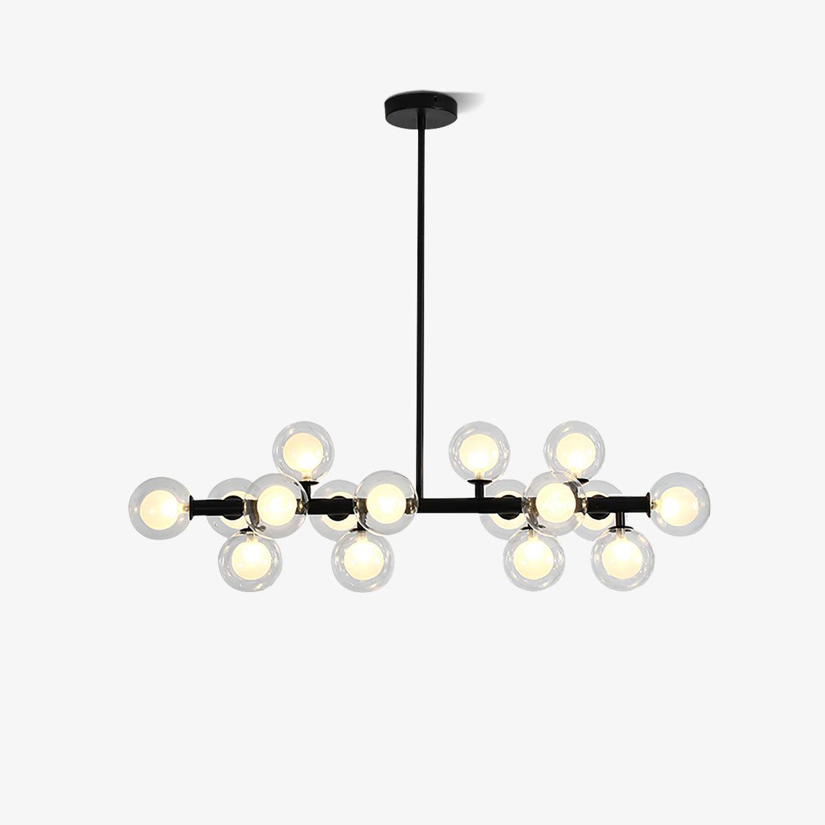 Aurelia 16-Light Glass Globe Chandelier in Black Metal for Dining Room