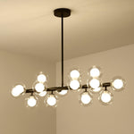Aurelia 16-Light Glass Globe Chandelier in Black Metal for Dining Room