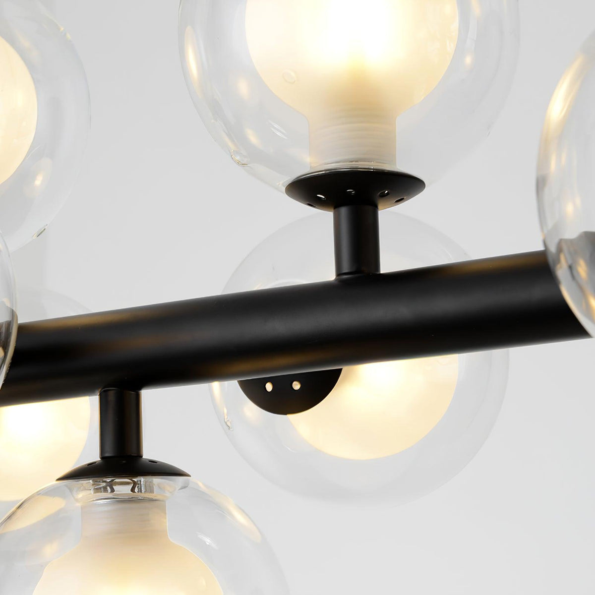 Aurelia 16-Light Glass Globe Chandelier in Black Metal for Dining Room