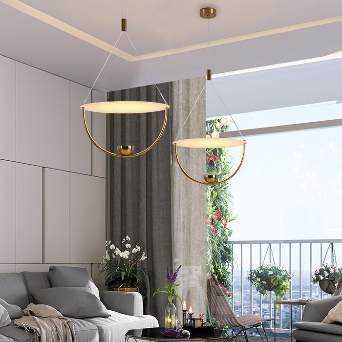 Aurelia Disc Pendant Light – Modern Brass LED Ceiling Lamp