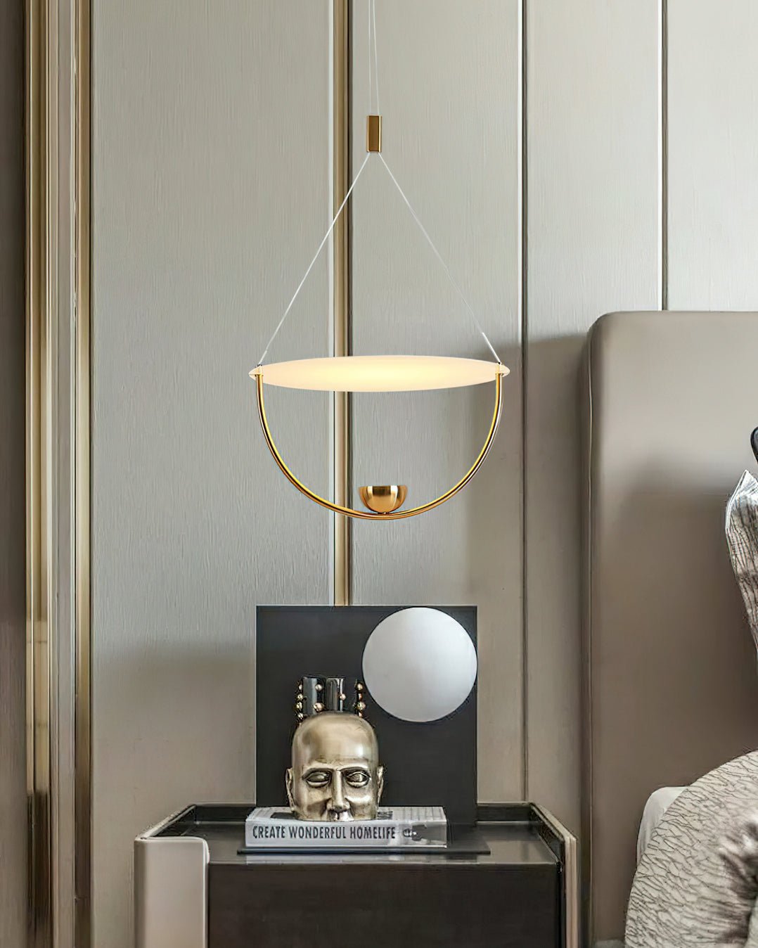 Aurelia Disc Pendant Light – Modern Brass LED Ceiling Lamp