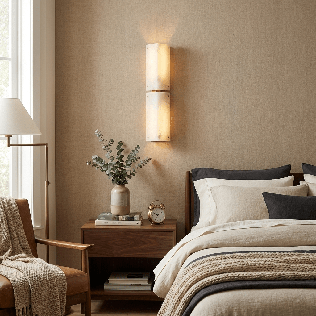 Aurelia Double Panel Alabaster Wall Sconce in Brass