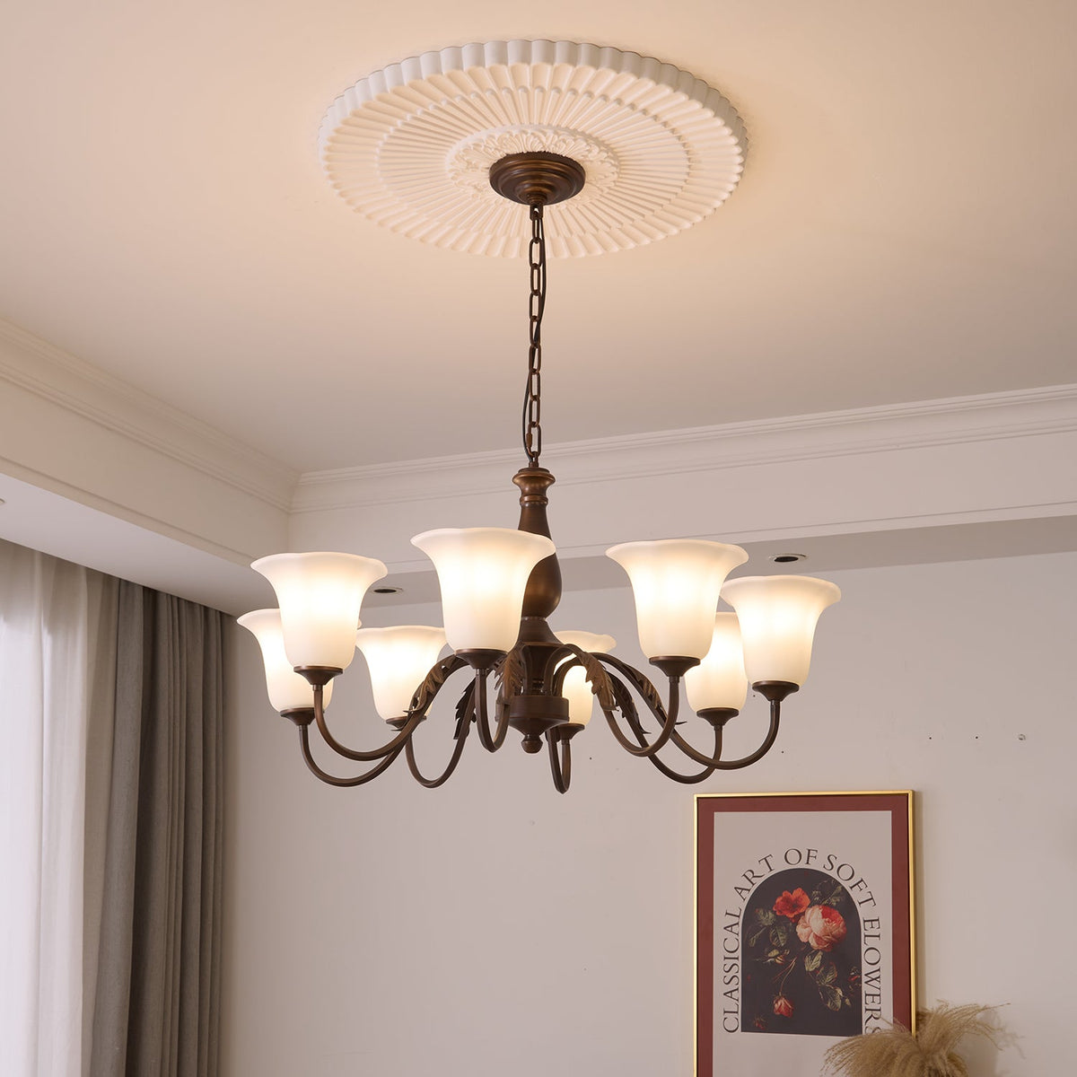 Aurelia Fleur Modern Glass Chandelier for Dining Room and Living Room