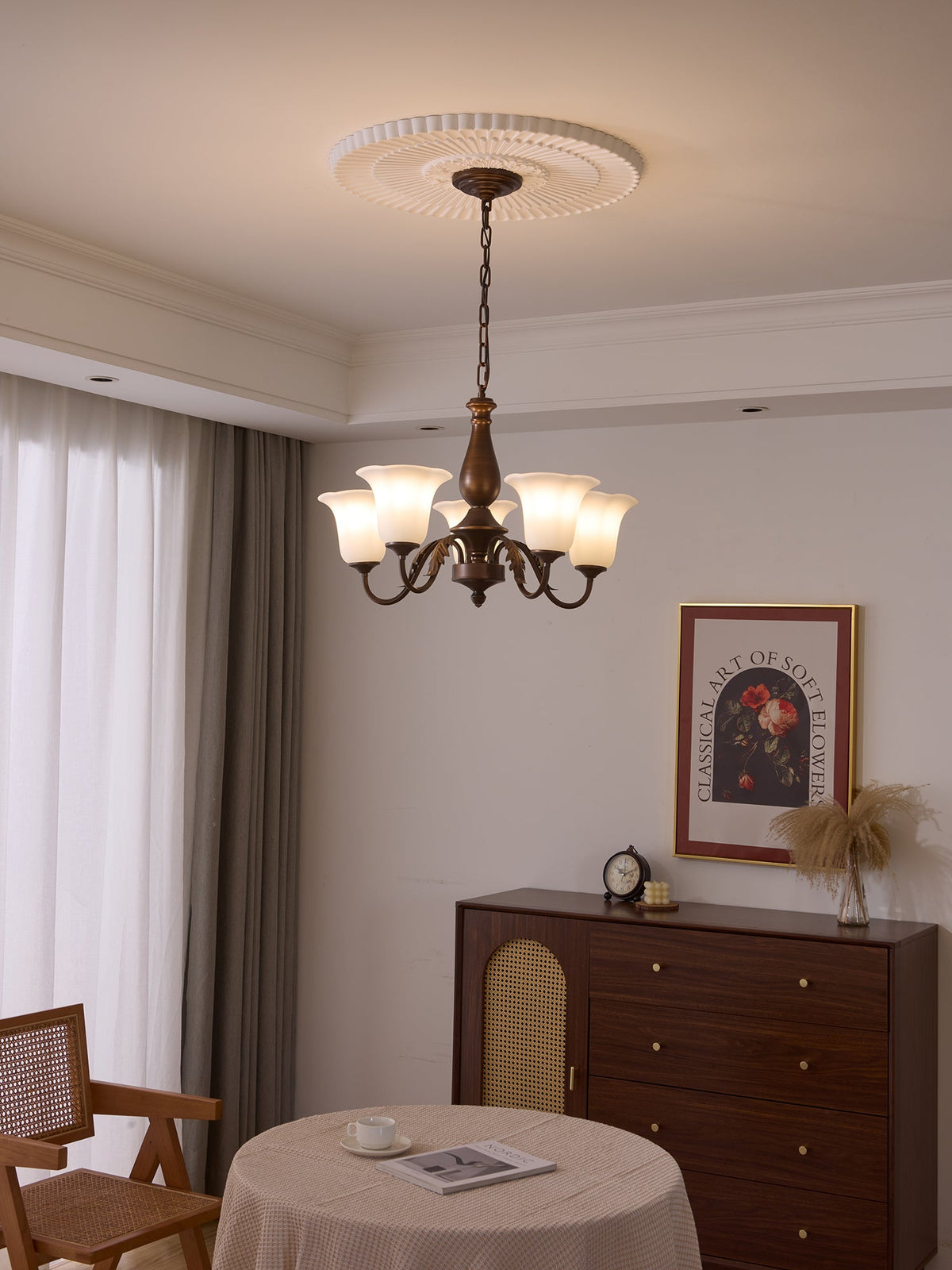 Aurelia Fleur Modern Glass Chandelier for Dining Room and Living Room