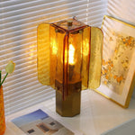 Aurelia Amber Glass Table Lamp with Brass Base for Bedside and Living Room
