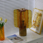 Aurelia Amber Glass Table Lamp with Brass Base for Bedside and Living Room