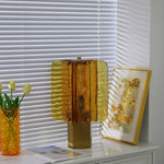 Aurelia Amber Glass Table Lamp with Brass Base for Bedside and Living Room