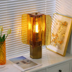 Aurelia Amber Glass Table Lamp with Brass Base for Bedside and Living Room