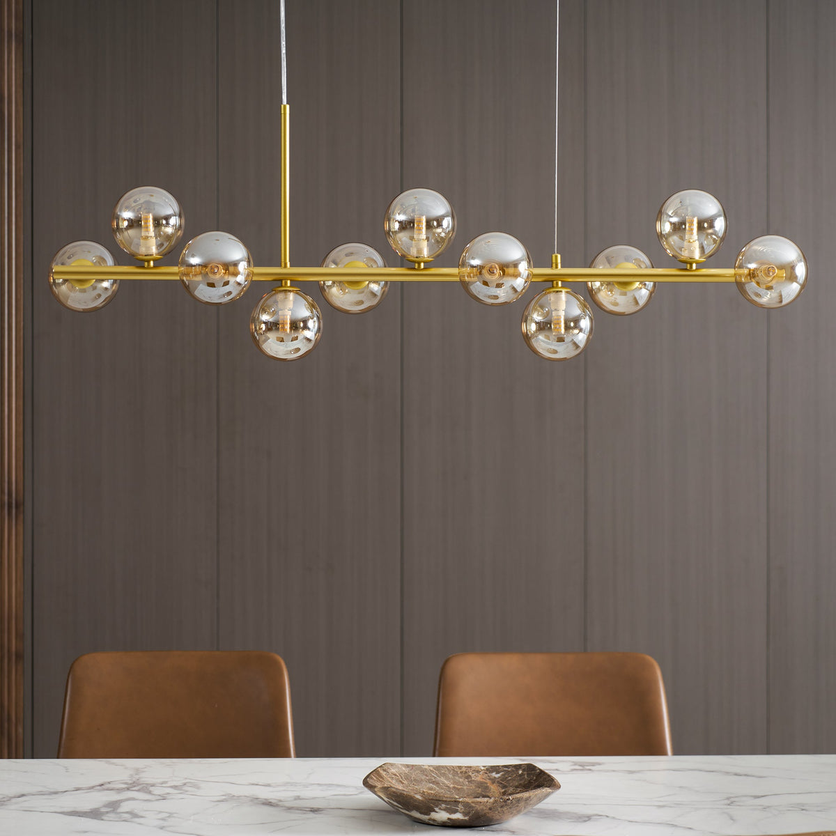 Aurelia Globe Chandelier – Modern Glass & Gold Pendant Light for Dining Room