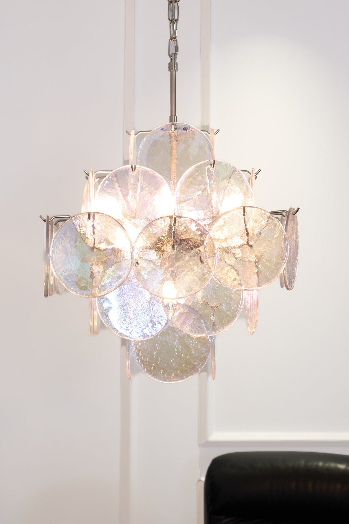 Aurelia Iridescent Glass Chandelier – Modern Murano-Inspired Pendant Light