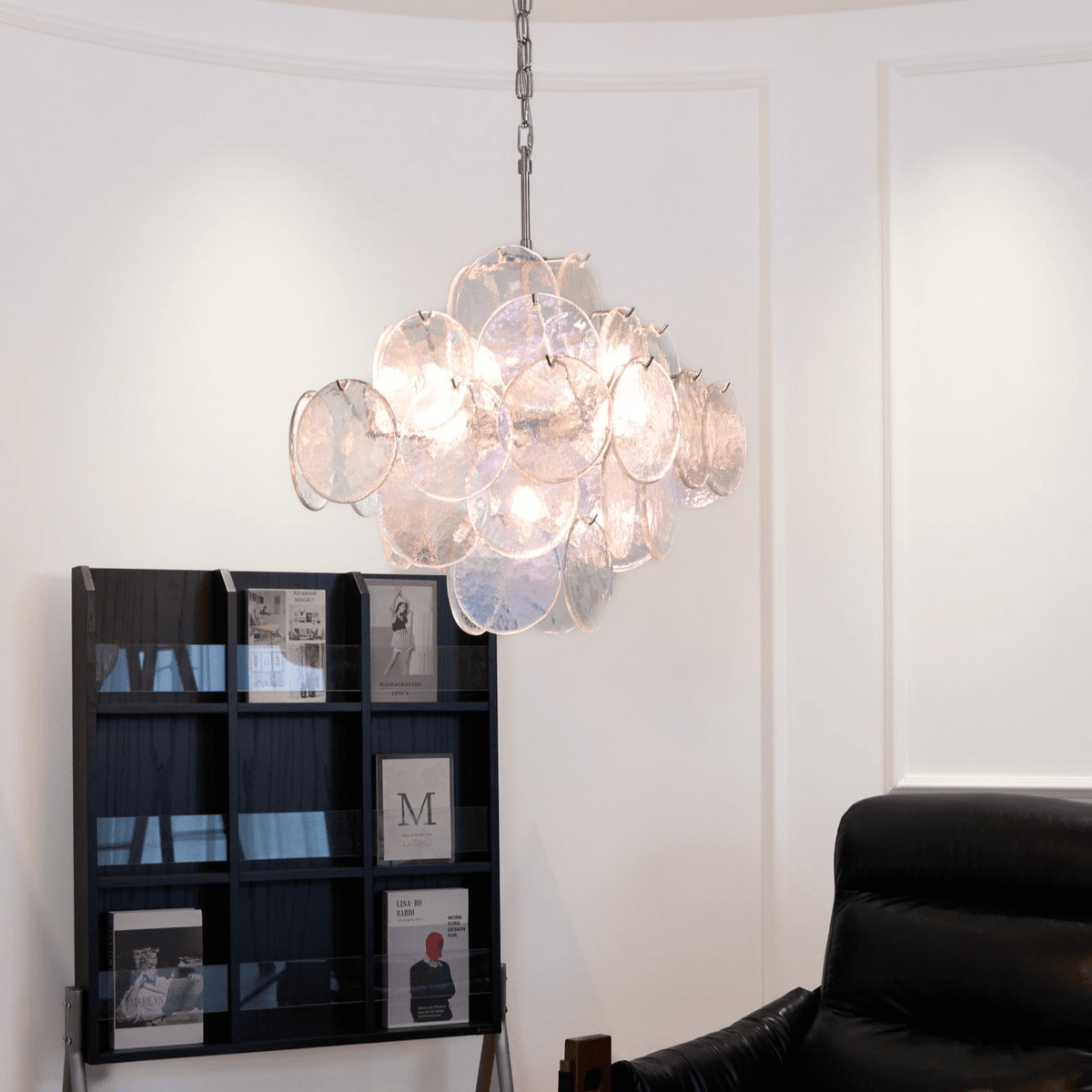 Aurelia Iridescent Glass Chandelier – Modern Murano-Inspired Pendant Light