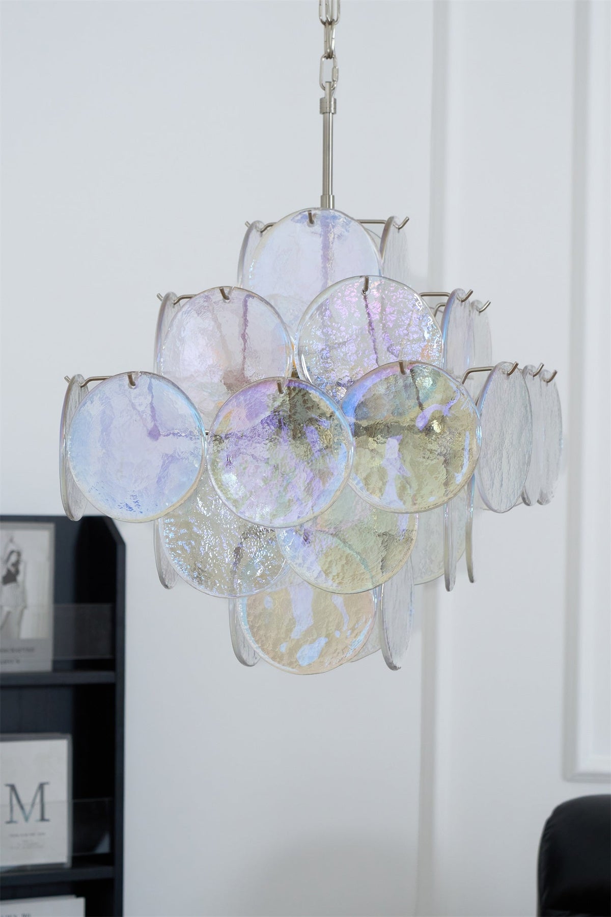 Aurelia Iridescent Glass Chandelier – Modern Murano-Inspired Pendant Light