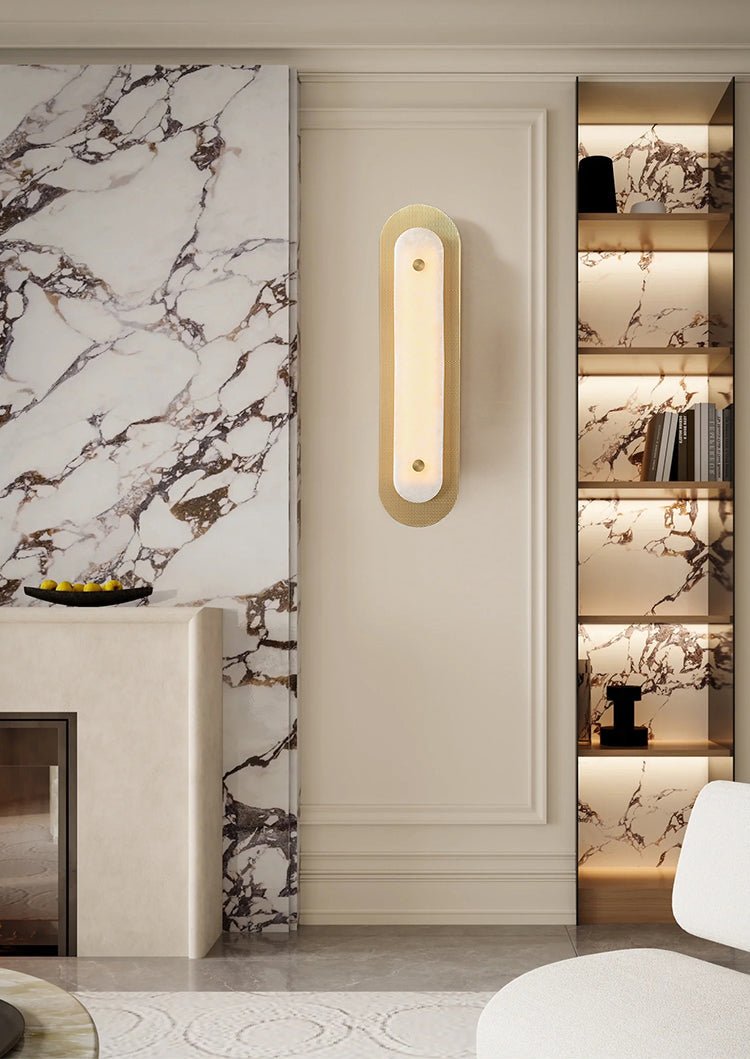 Aurelia Perforated Alabaster Wall Sconce in Gold