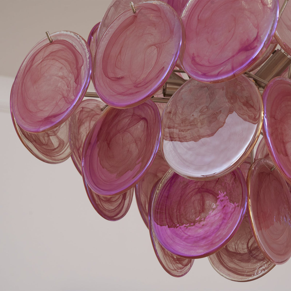 Aurelia Pink Glass Chandelier – Handcrafted Murano-Style Pendant Light for Elegant Interiors